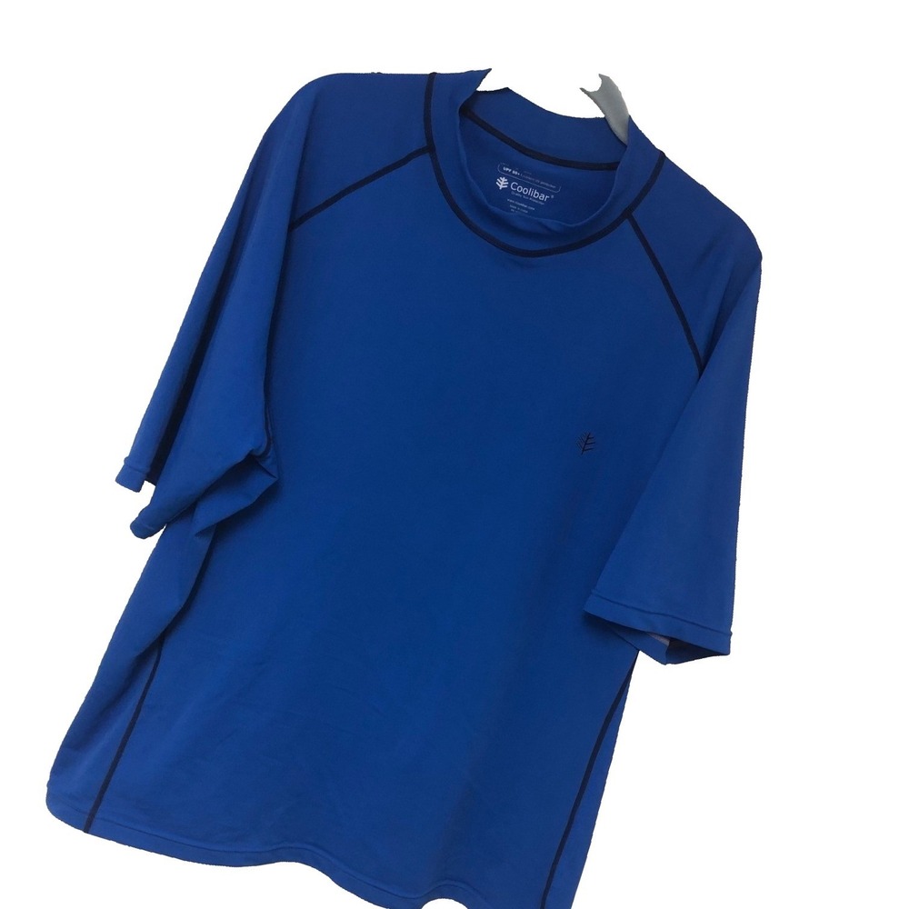 COOLIBAR  Shirt Men XXL UPF50 Royal Blue‎ Easy Care Outdoor Fishing Beach